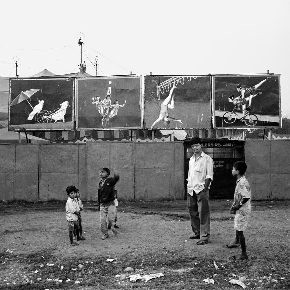 At the entry to the traveling circus, Mumbai, Maharashtra.